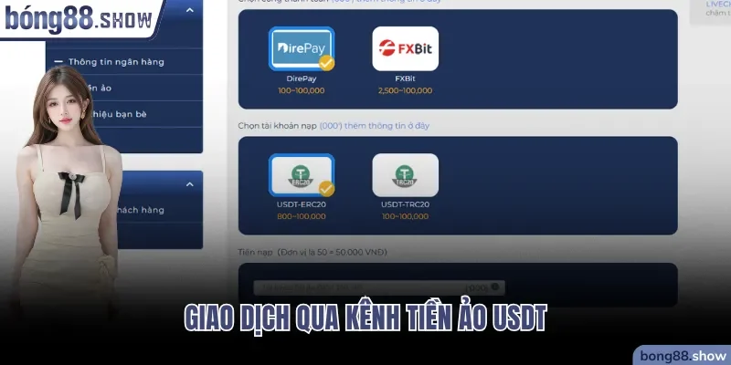 Giao dịch qua kênh tiền ảo USDT